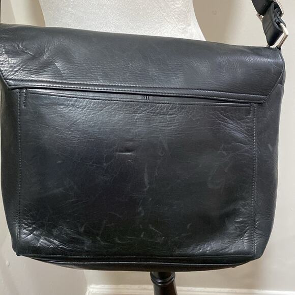 Perlina Black Messenger Bag with Flap-Over Design Adjustable Strap - Picture 11 of 13